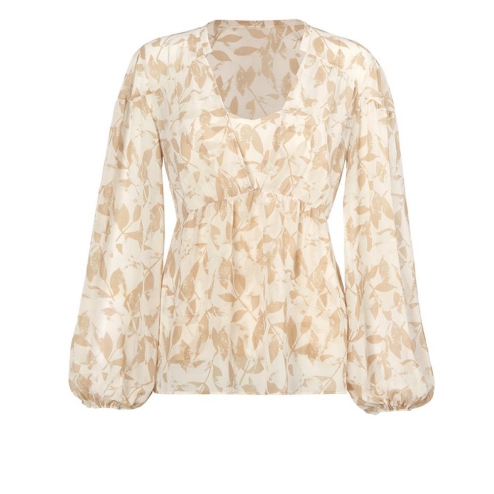 NWT Cabi 4156 Couplet Silver Leaf Blouse Small